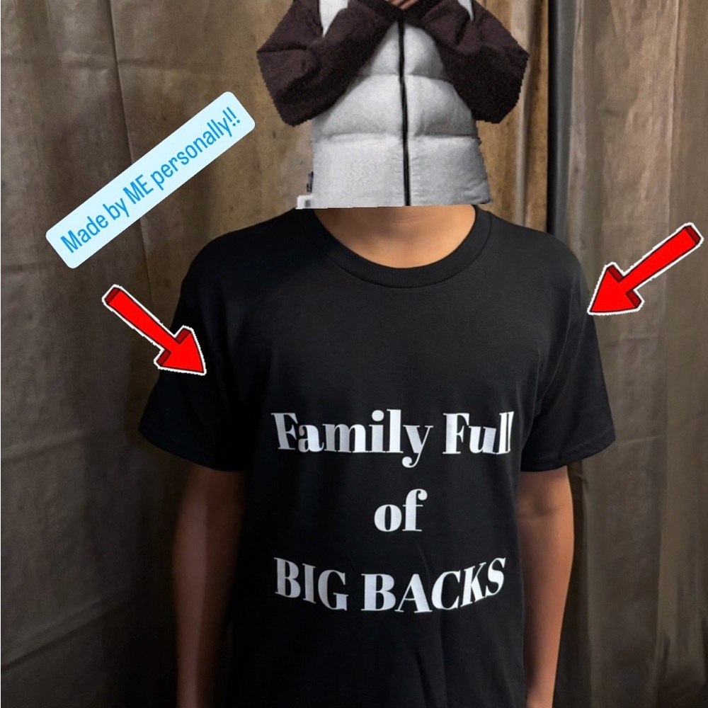 Black Graphic Kids T-Shirt- Big Backs